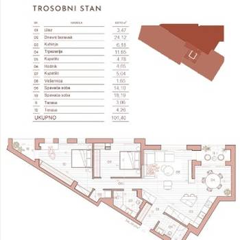 Centar, Dalmatinska, 3.0, 101,40m2 novogradnja