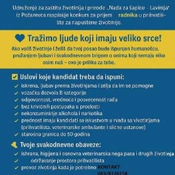 Potreban radnik u prihvatilištu za životinje