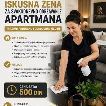 Potrebna žena za održavanje apartmana